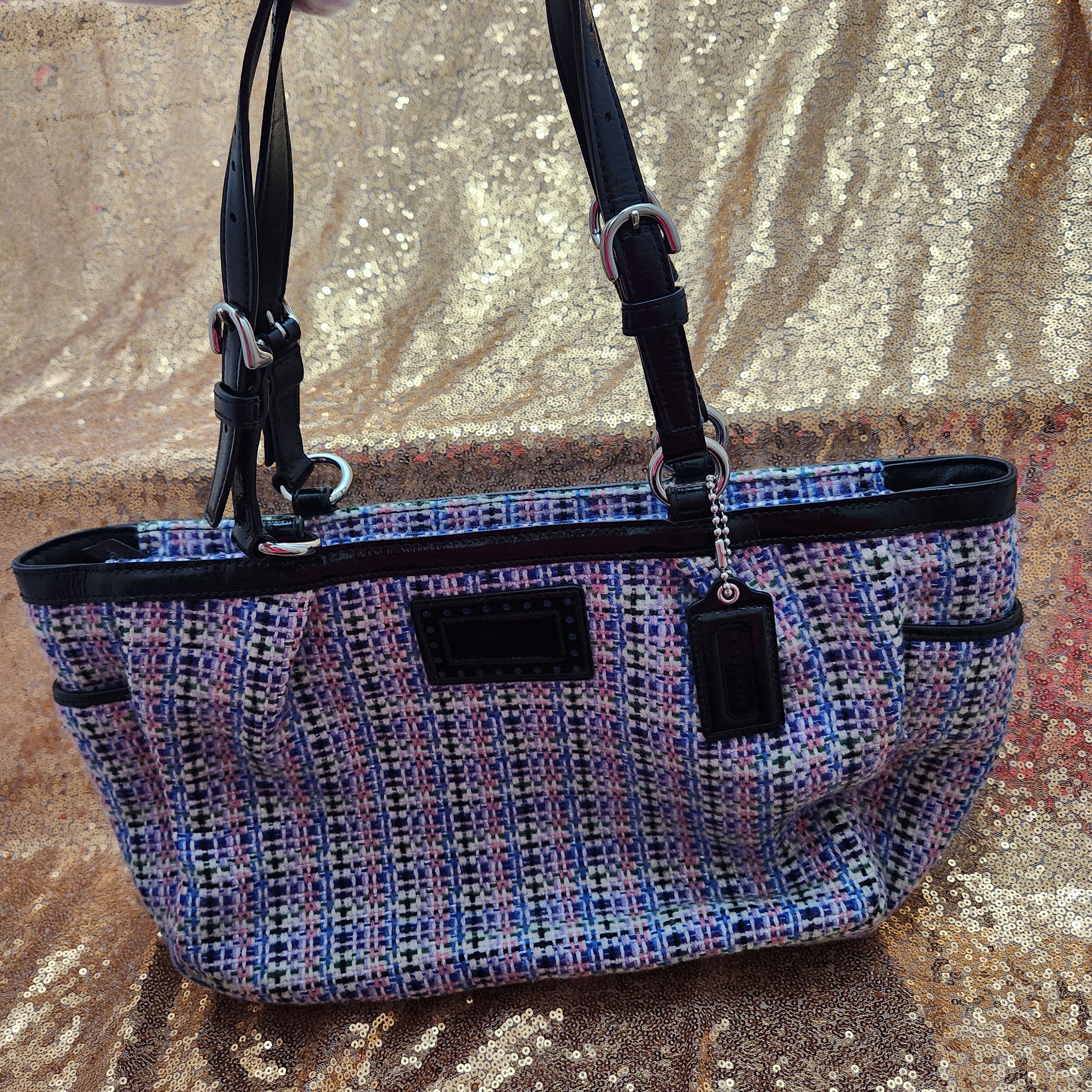 Coach Multicolor Tweed Tote Bag